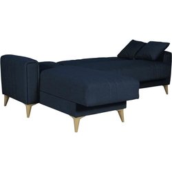 Wende-Ecksofa  3/4 Personen  OMEGA  dunkelblauer Stoff  Box  3 Ki