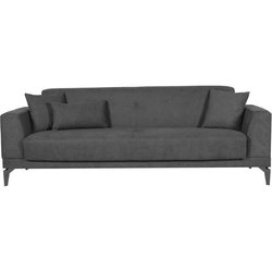 3-Sitzer-Sofa  HENRY  hellgrauer Stoff  3 Kissen  Aufbewahrungsbox