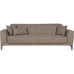 3-Sitzer-Sofa  HENRY  brauner Stoff  3 Kissen  Aufbewahrungsbox  