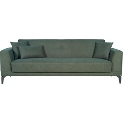 Canapé convertible 3 places  - HENRY - Tissu vert foncé - 3 coussins -
