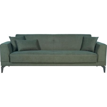 3-Sitzer-Sofa  HENRY  dunkelgrüner Stoff  3 Kissen  Aufbewahrungsb