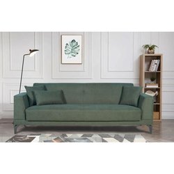 3-Sitzer-Sofa  HENRY  dunkelgrüner Stoff  3 Kissen  Aufbewahrungsb