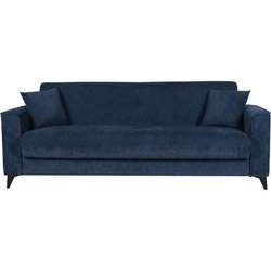 3-Sitzer-Sofa  BERGAMO  dunkelblauer Stoff  2 Kissen  Aufbewahrung