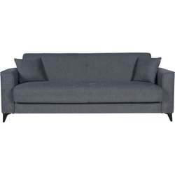 3-Sitzer-Sofa  BERGAMO  dunkelgrauer Stoff  2 Kissen  Aufbewahrung