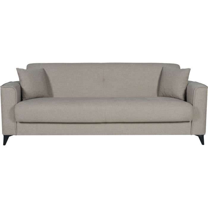 3-Sitzer-Sofa  BERGAMO  Stoff in Beige  2 Kissen  Aufbewahrungsbox