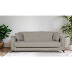 3-Sitzer-Sofa  BERGAMO  Stoff in Beige  2 Kissen  Aufbewahrungsbox