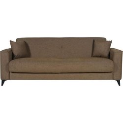 Canapé convertible 3 places - BERGAMO - Tissu marron - 2 coussins - co