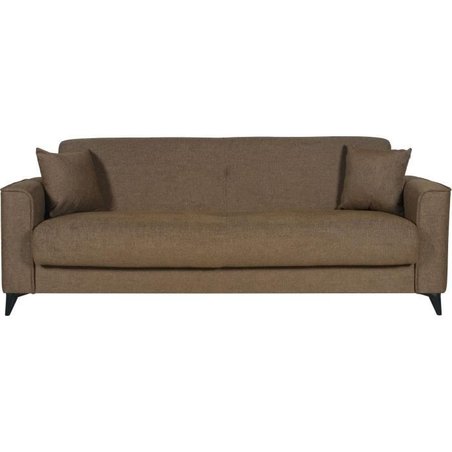 3-Sitzer-Umbausofa  BERGAMO  brauner Stoff  2 Kissen  Aufbewahrung