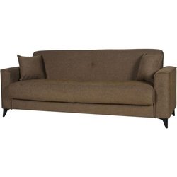 3-Sitzer-Umbausofa  BERGAMO  brauner Stoff  2 Kissen  Aufbewahrung
