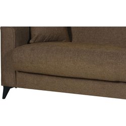 3-Sitzer-Umbausofa  BERGAMO  brauner Stoff  2 Kissen  Aufbewahrung