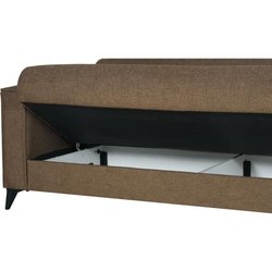 3-Sitzer-Umbausofa  BERGAMO  brauner Stoff  2 Kissen  Aufbewahrung