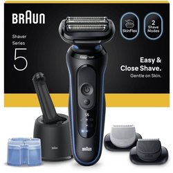 BRAUN Series 5 Elektrorasierer  Schwarz und Blau  50 Minuten Akkulau