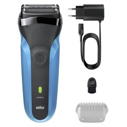 BRAUN Series 3 Elektrorasierer  Blau und Schwarz  30 Minuten Akkulau