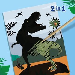 Dinosauri 2 in 1 - Modellare, dipingere e graffiare - Hobby creativi -