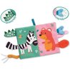 Libro de tela sensorial con colas de animales