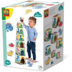 Turm aus Blöcken zum Stapeln mit Dinosaurierfiguren - Geschicklichkeit