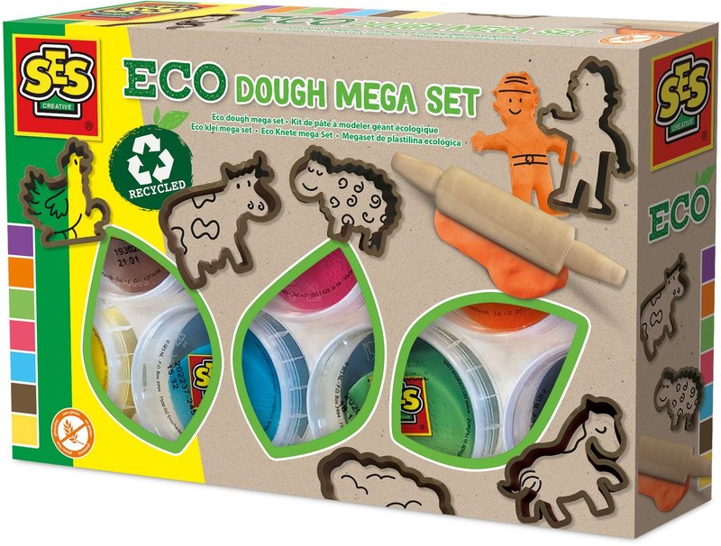Ecologische gigantische modelleringsdeegkit (7x90 g met tools)