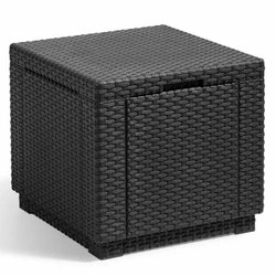 Cube graphite table - Imitation woven rattan with storage - Allibert b