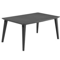 Table de jardin - rectangulaire 160cm - gris graphite - en résine - 6 