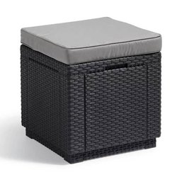 Tavolo Pouf ALLIBERT GARDEN con cuscino e contenitore integrato - Graf