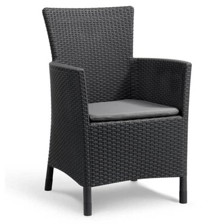 IOWA Sillón de jardín tejido de ratán gris
