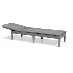 Lettino prendisole con cuscino grigio scuro - imitazione rattan intrec