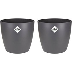 ELHO Set di 2 vasi rotondi Brussels - 17 L - Ø 25,1 x H 23,2 cm - Nero