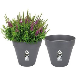 ELHO Set van 2 ronde bloempotten Loft Urban - 19 L - Ø 28,5 x H 26 cm 