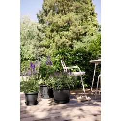 ELHO Pot de fleurs Amiga Rond 40 - Noir - Ø 39 x H 29 cm - Extérieur -