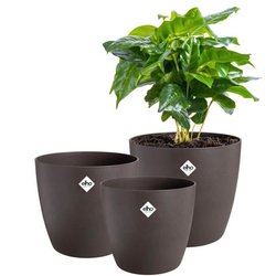 ELHO Set di 3 vasi rotondi The Coffee Collection - Ø14xH12,6cm, Ø16xH1
