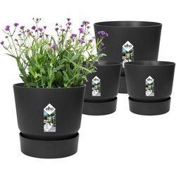 ELHO 2er-Set Greenville runde Blumentöpfe - Ø14xH13,4 cm und Ø16xH15,3