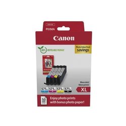 Cartucce d inchiostro + pack carta fotografica - CANON - CLI-571XL Ner