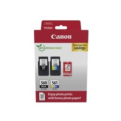 Pak met 2 inktcartridges + fotopapierpakket - CANON - PG-560 Zwart + C