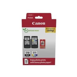 Pack 2 cartuchos de tinta + pack papel fotográfico - CANON - PG-510 Ne