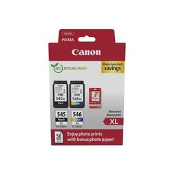 Packung mit 2 Tintenpatronen + Fotopapierpackung  CANON  PG-545XL Sc