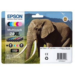 EPSON Multipack 24 XL - Eléphant - Noir, jaune, cyan, magenta, magenta