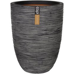 CAPI EUROPE Pot de fleurs élégant bas NATURE RIB - 46x58 cm - Anthraci