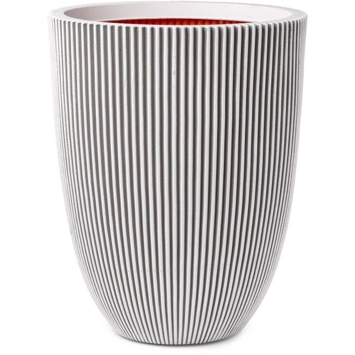 CAPI EUROPE Vase GROOVE - Ivoire - 34x46 cm - Résistant aux intempérie