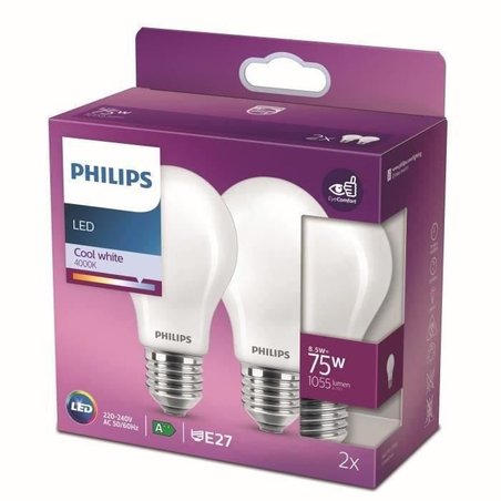 Philips LED-Lampe Äquivalent 75W E27 Kaltweiß, nicht dimmbar, Glas, 2e