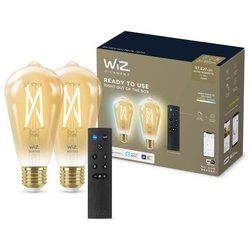 WiZ Starter Kit 2 angeschlossene Edison-Lampen Weißer variabler E27 50
