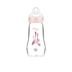 MAM-glazen fles - 260 ml - 0 tot 6 maanden - Speenstroom 2 - Roze