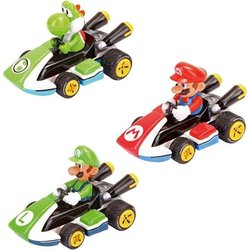Mario Kart Pull-Back Mini Car, paquete de 3, escala 1:43, CARRERA Pul