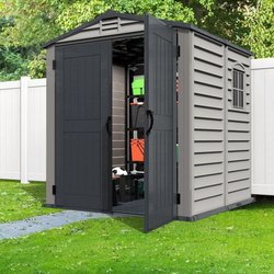 Gartenhaus - PVC - DURAMAX - 3,50 m² + Boden - Hellgrau / Anthrazit - 