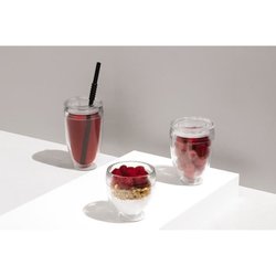 Set 2 gobelets BODUM - Pavina To Go - Double paroi plastique - Couverc