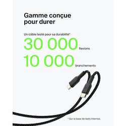 Câble tressé - BELKIN - USB-C vers USB-A - 0,15 m - Noir