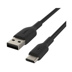 Câble tressé - BELKIN - USB-C vers USB-A - 0,15 m - Noir