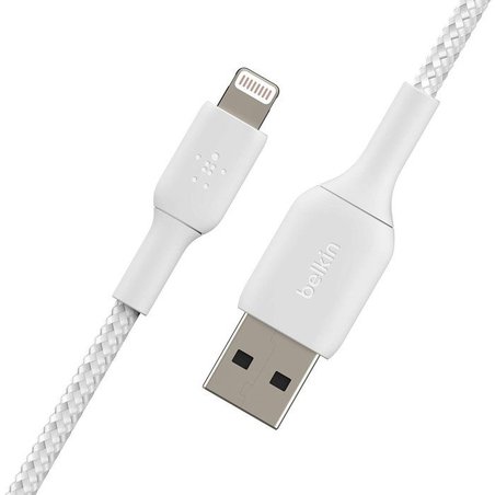 Câble tressé - BELKIN - Lightning vers USB-A - 2 m - Blanc