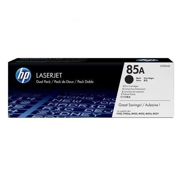 Paquete HP 85A de 2 tóners LaserJet negros auténticos (CE285AD) para H