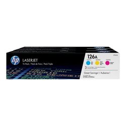 HP 126A pack of 3 genuine cyan / magenta / yellow toners (CF341A) for 