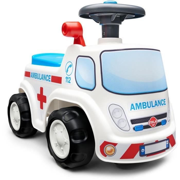 Ambulanza cavalcabile - FALK - Con sedile apribile e volante con clacs